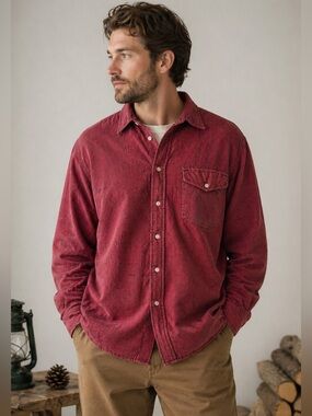 Woolrich Vintage Red Black Micro Check Button Down Shirt Men XL Cotton Workwear
